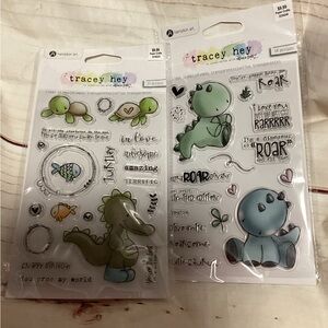 Tracey Hey 2 new packs of clear rubber stamps-crocodile *turtle*dinosaurs